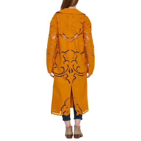 Free People Susanna Cutwork Longline Duster Jacket Sizes XS Festival Statement - Picture 9 of 14